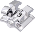 equilibrium® mini, Metallbracket mit Häkchen, Zahn 33, -11° Torque, +7° Angulation, Roth 22