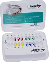 discovery® pearl, Keramikbrackets, Häkchen auf 3er, 1 Fall, Zahn 13-11 / 21-23 / 43-41 / 31-33, Roth 22