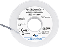 Chaînette en élastomère SUPER Elasto-Force, avec entretoise, argent
